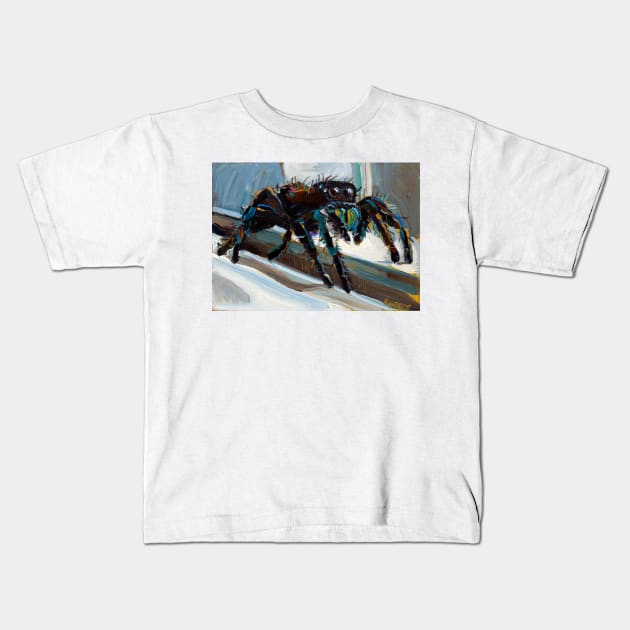 Psychedelic Jumping Spider by Robert Phelps Kids T-Shirt by RobertPhelpsArt